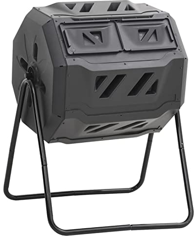 Gartenkomposter, Chusui Schnellkomposter, Trommelkomposter, Kompost Garten, Composter, Biotonne, Kompostierer, Komposttonne, Schwarz 73x64x95 cm 160 L