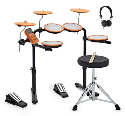 VISIONDRUM Compact Mesh Electronic Drum Set for Kids & Adults, Orange