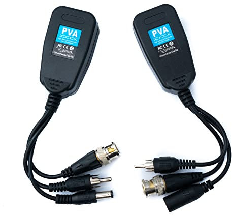 System-S Lot de 2 câbles de vidéosurveillance 10 cm RJ45 femelle vers BNC RCA DC Adaptateur audio vidéo Noir