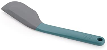 Joseph Joseph Duo Spatola cucina in silicone ed antiaderente, leccapentole per dolci con testa angolata, adatta per recipienti di miscelazione, Blu/Nero
