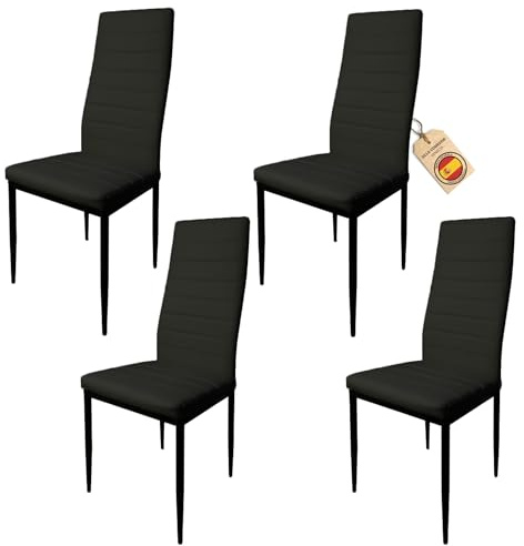 HOME DESIGN & CONFORT 4-pack med stoppade matstolar - stoppade köksstolar - matstolar pack (svart, 4)