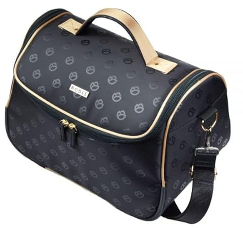 Neceser grande para mujer, maletín de viaje XXL, colección elegante Blossom, negro1, B003, Neceser de cosméticos