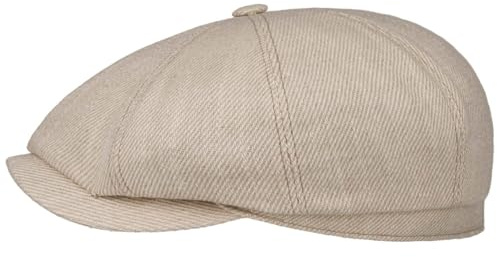 Stetson Hatteras Sustainable Uni Twill Flatcap Hellbeige Ballonmütze Mit Schirm Made in EU Herren Ganzjährig