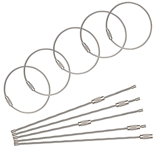 Uniclife 15 CM Filo Portachiavi Cavo Grande Acciaio Inossidabile Portachiavi Anello per Escursionismo All'Aperto Heavy Duty Collegabile Porta Etichetta per Bagagli per Sport e Viaggi, 25 Confezione