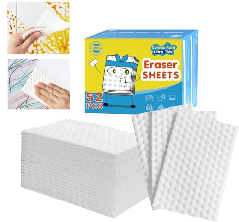 52 PCS Magic Sponge Eraser Sheets,Upgrade Convex Point Melamine Sheets，Disposable Portable Magic Cleaning Eraser Thin Wipes for Kitchenware Bathroom Shoe Sink Car Interiors Hard-to-Reach Places