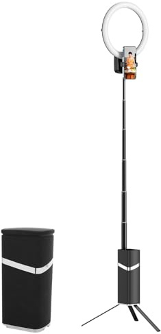 10 Zoll Ringlicht mit Stativ Handy, Selfie Stick Stativ, 180cm Stativständer & Handyhalter, Dimmbare Tischringlicht für YouTube, Selfie, Makeup, Tik& Tok (Black)