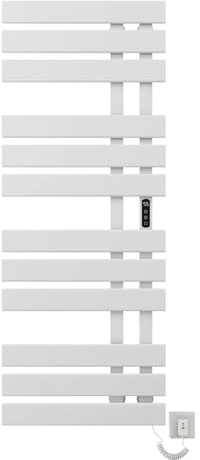 TINS Elektrischer Handtuchhalter, WiFi Handtuchheizkörper, 500×1300mm, 450W | Smart Thermostat Handtuchwärmer, für Alexa und Google Home and APP, Badheizkörper, Handtuchheizung,Anthrazit-WiFi White Right