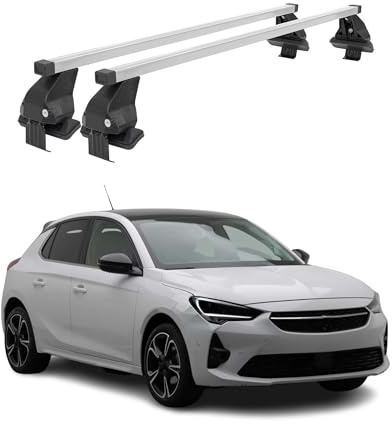 OMAC Menabo Dachträger für Opel Corsa F 2019-2026 Stahl Silber | DIN 75302:2019 & ISO/PAS 11154:2006 geprüft, Abschließbar, City-Crash-getestet, bis 50 kg Traglast, Querträger, Gepäckträger