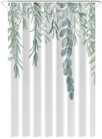 Loti Living Anti-Schimmel Duschvorhang - 120x200 cm - Hängepflanze - Wasserfestes Polyester - Inkl. Ringe - Shower Curtains - Badewanne