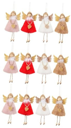 Warmhm 12 STK Weihnachtspuppe zum Aufhängen reizangel weihnachtsengel Urlaub hängende Dekorationen Plüschtier Christbaumschmuck Ornament Weihnachtsbehänge Weihnachtshandwerk Liebe