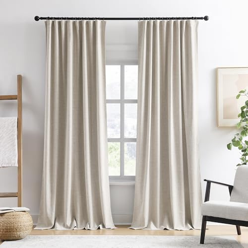 RAIN CITY Extra lange Verdunkelungsvorhänge, 330 cm lang, individuelle Länge, hohe Deckenvorhänge für große Fenster, Wohnzimmer, mit Schlaufen auf der Rückseite mit Haken (127 x 330 cm, Beige, 2 Stück