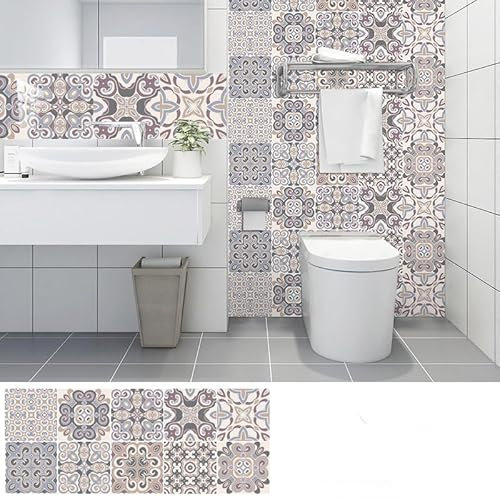 Fliesenaufkleber Retro Braun Selbstklebende Klebefliesen, Wandfliesen Aufkleber,Wasserdicht Fliesensticker Fur Kuche Badezimmer Dekorative Stickerfliesen,Wohnzimmer Dekoration15X15Cm