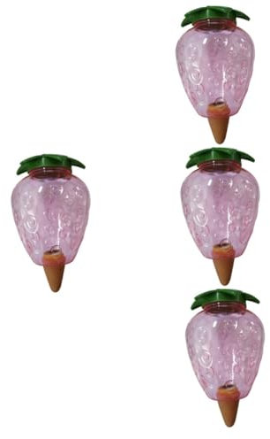 POPETPOP Lot De 4 Inserts Darrosage Automatique en Plastique Robuste pour Plantes Dintérieur Motif Fraise Faciles À Utiliser