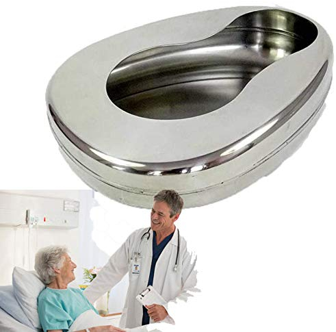 ZJFJMBD Edelstahl-Bettpfannen mit Deckel für die Altenpflege – Urinal für Erwachsene Männer und Frauen für bettlägerige, gelähmte und Schwangere Menschen – Silber (ohne Abdeckung)