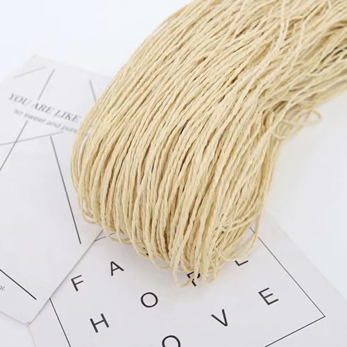 Wambere Etwa 200g Buntes Bastband 2mm Raffia Bast Bastschnur Bastbänder Gehäkelter Bast für DIY Kunsthandwerk Geschenkverpackung Hochzeit Party Dekorieren Handstricken Häkeln Sommerhut,Beige