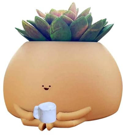 Yoga-Übertopf – Kaktus-Sukkulenten-Topf, Perlenschnur-Pflanze | Supersüßer, aufhängbarer Topf mit -Gesicht, schwingender -Blumentopf aus Kunstharz für Regale, Schreibtisch und Außenbereich,