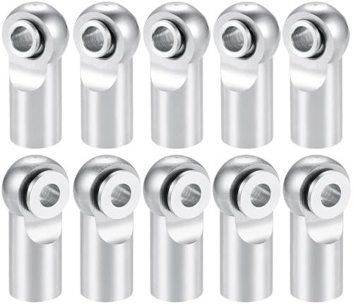 PEGGYLIN 10Pcs M2.5 Aluminum Alloy Pivot Link Rod End Balls Joint Head Fit For RC Car Crawler Boat Airplane Helicopter Model Parts(Silver)