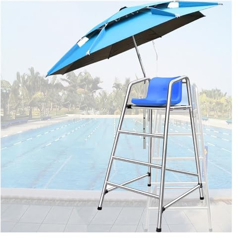 Chaise de sauvetage/piscine sauveteur Échelle Chaise De Sauveteur Avec Parapluie Pour Piscine - 1.2m 1.5m 1.8m De Haut, Échelle De Chaise De Sauveteur Avec Siège Confortable, Lourds Inox Chaise De Sau