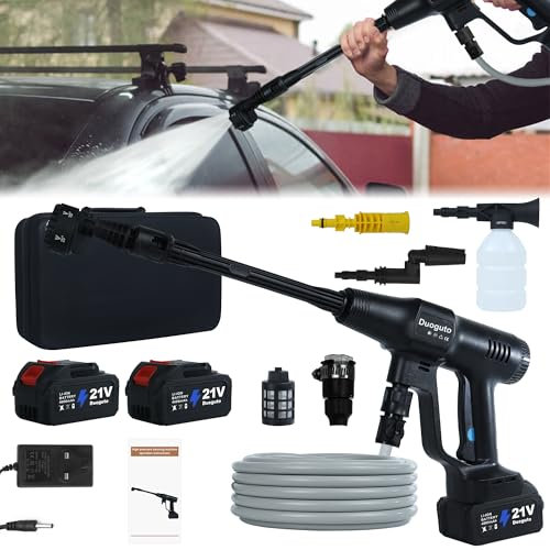 Cordless Pressure Washer Battery Powered; 200bar Cordless Power Washer with Brushless Motor, 2×4.0Ah Battery,6-in-1 Nozzle, 3 Power Level; Handheld Portable Pressure Washer Cordless (Black)