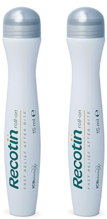RECOTIN Myggbett Roll On 2 x 15 ml – 100 % naturlig ingrediens – för barn och vuxna – omedelbar hjälp för myggbett – myggroller – anti-klådapenna – myggpenna rulle på