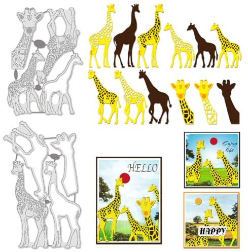 BENECREAT 2Pcs Giraffe Cutting Dies Stencils, Animal Giraffe Carbon Steel Embossing Tool Die Cuts Metal Templates for DIY Scrapbooking, Photo Album, Decorative Embossing