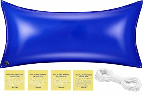 Panngu Poolkissen 200x400cm, Luftkissen Pool Winter XXL mit Pumpe, Pool Ballon Winter inkl. Reparaturkit für Winterfeste Pool Abdeckung Schutz (2Mx4M, Blau)