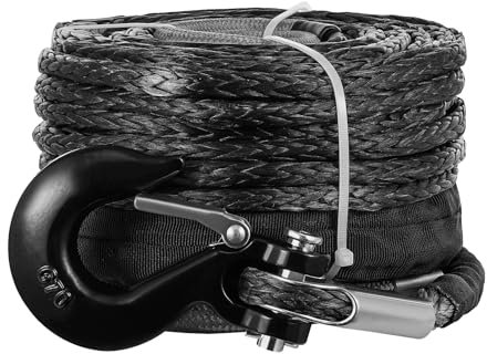 Teodute Synthetic Winch Rope Winch Cable 3/8 x 98ft, 31000lbs Heavy-Duty Off Road Snatch Strap for 4WD Off Road Vehicle Truck ATV UTV SUV Tractor