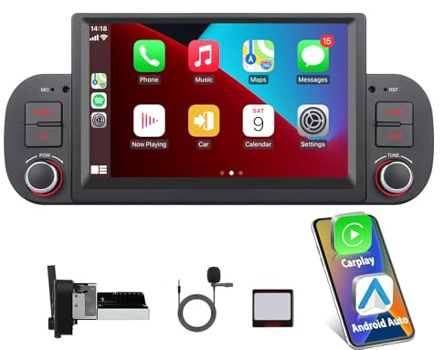 Aphrfamma Autoradio per FIAT Panda 2013-2020, Linux Autoradio Panda Support Wireless CarPlay/Android Auto, Stereo Fiat Panda with SWC/Touchscreen/Bluetooth/FM/AM/USB/DSP/RDS/Mirror Link