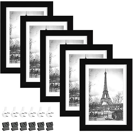 Yesaler Bilderrahmen 13x18cm Fotorahmen Acryl Wand Kunstfotorahmen für Wandbehänge Oder Tischdekoration Modern Set of 5 Schwarz