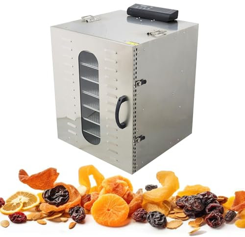 Food Dehydrator Machine, Stainless Steel Trays, 1000W Fruit Jerky Meat Herbs,Beef Dehydrated Dryer, 0-194ºF Temperature Control, 24H Timer, Dehydrater Biltong Maker,110V