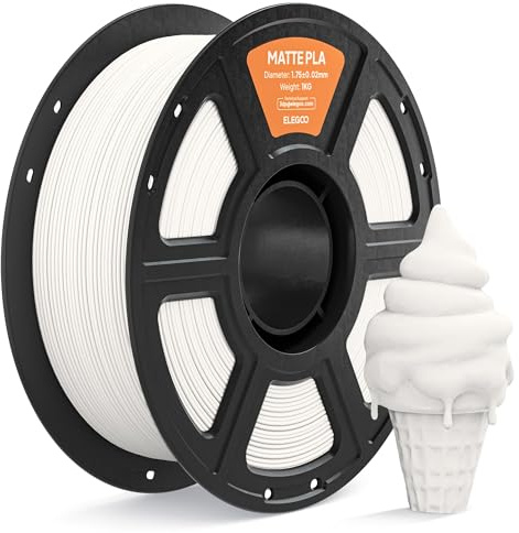 ELEGOO Matte PLA Filament 1.75mm Weiß 1KG, 3D Drucker Filament PLA | Sauber gewickeltes Filament, Einfach zu Bedienen, 1kg Kunststoffspule(2.2lbs) PLA Matte Filament für Meisten FDM 3D Drucker
