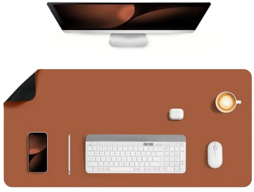 Jumdast Schreibtischunterlage, doppelseitige rutschfeste Schreibunterlage | Multifunktionales Office Mausepad Laptop Tischunterlage Schreibtischunterlage Leder Schreibtischmatte (Schwarz Braun)