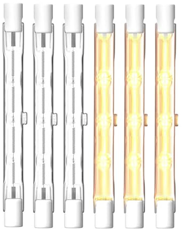 KINGYEENUO Pack de 6 Ampoules à Halogène 120W R7s 118mm, Projecteur à Halogène Linéaire R7S Blanc Chaud 2700K 1200lm 230V J118 Ampoule de Sécurité Double Extrémité 118mm Longueur, Dimmable