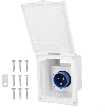 Externe Wohnmobil-Steckdose, wasserdicht, elektrische Einlassdose, Wohnmobile und Anhänger, sicherer Stromeingang für Wohnwagen, Anhänger für Wohnmobil, Wohnmobil (weiß)