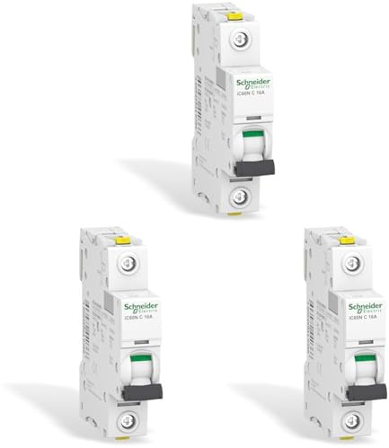 Schneider Electric Leitungsschutzschalter Acti9 IC60N, 1-polig, 16A, C-Charakteristik, Artikelnummer A9F04116, 3 Stück