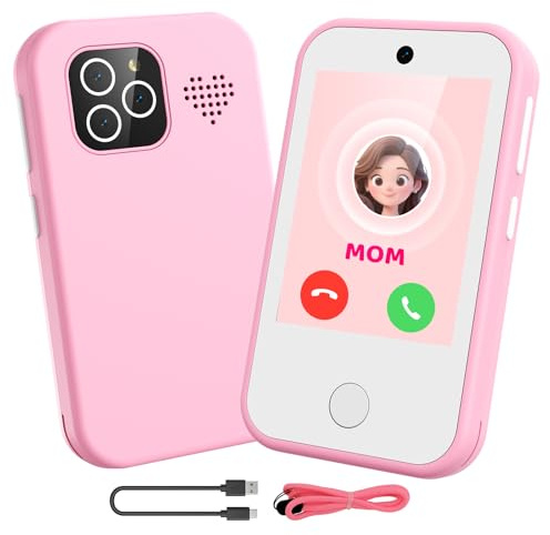 Tosaju 4G Kinderhandy Spielzeug mit Dual Kamera Kinderkamera 2.8 Inch Touchscreen Kindertelefon Lerntelefon Lernspielzeug Jungen Mädchen 3 4 5 6 7 8 9 Jahre Geburtstags Geschenke Rosa