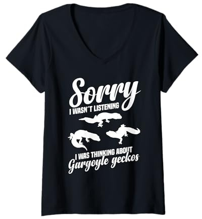 Womens Gargoyle Gecko Reptile Lover | Funny Lizard Pet Owner V-Neck T-Shirt