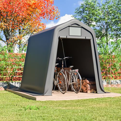 Yihomfy 245x183x217cm Fahrradgarage wetterfest Geräteschuppen Fahrradgarage für 2-3 Fahrräder Carport Zelt mit UV-Schutz für Regenschutz Terrasse Motorrad Garage Gartenhau, Dunkelgrau