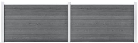 Mokuyary Clôture de jardin WPC 353 x 106 cm - Gris - WPC - Avec élément de clôture biseauté - Protection contre le vent - Clôture à lamelles - Clôture oblique