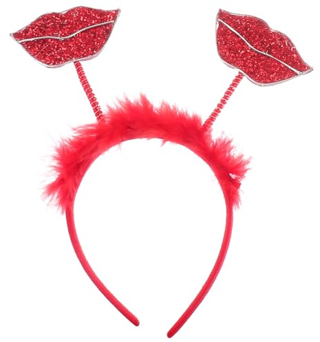 TOPBATHY Diadema Labios Rojos para Fiesta y Día San Valentín Adorno de Cabeza Femenina