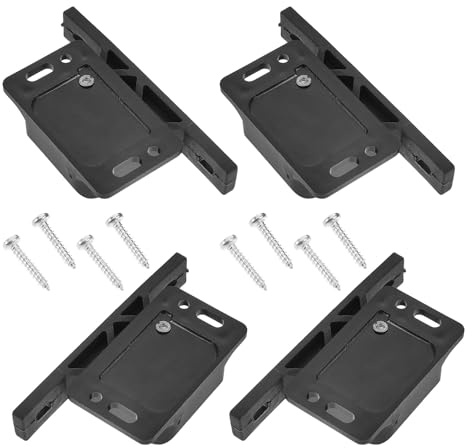 Hoement Set 4 Chiusure a Pressione per Porte Camper, Serrature Laterali Compatte con Viti, Chiusura a Pulsante per Armadietti e Mobili da Ufficio, Accessori per Roulotte e Rimorchi