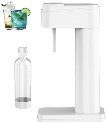 Máquina Para Hacer Agua con Gas, Máquina Para Hacer Refrescos con Botella Reutilizable de 1 Litro, Operación Sin Esfuerzo, Ecológica, No Requiere Electricidad, Máquina Casera de Seltzer (no inc white