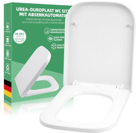 Shgjutop Toilet Seat Soft Close, Square Soft Close Toilet Seat with Adjustable Hinges, Universal Quick Release Toilet Seats Lid in Sturdy Anti-Bacterial Premium Thermoset Material, White