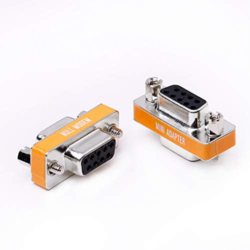 DB9 null modem adapter female to female slimline data transfer serial port adapter 2 Pack