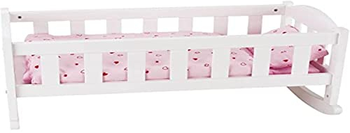 Goki 51587 Puppenwiege in weiß/rosa