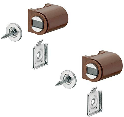 Gedotec Magnetic Clasp Brown with Screw-On Plate Magnetic Catch Door for Screwing - H2059 | Door Magnet Plastic Adhesive Force 4.0 kg | Made in Germany | Pack of 2 Furniture Magnet
