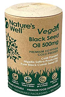 Black Seed Oil Softgel Capsules - 120 Vegan & Vegetarian 500mg Capsules, Non-GMO Egyptian Cold Pressed Nigella Sativa Black Cumin Seed Oil - Made in UK by Nature's Well, Halal & Kosher – Pot