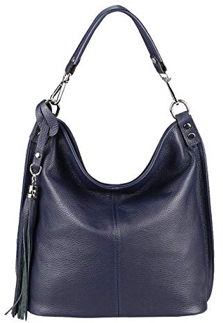 ITALYSHOP24 OBC MADE IN ITALY DAMEN Echt LEDER TASCHE Business Shopper Schultertasche Ledertasche Umhängetasche Handtasche echtleder Dunkelblau