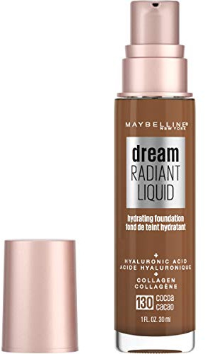 Maybelline Dream Radiant Liquid Medium Coverage Hydrating Makeup, Lightweight Liquid Foundation, Cocoa, 1 Count