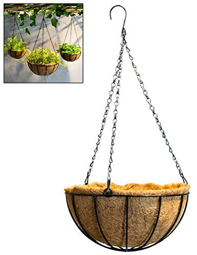 Macabolo 10 pollici metallo appeso fioriera cesto di cocco rotondo fili di acciaio porta piante decorazione appeso vasi di fiori per cesti sospesi